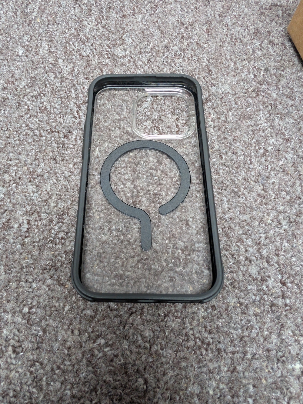 Clear Phone Case with Black Bumper and Magnetic Ring Compatibility